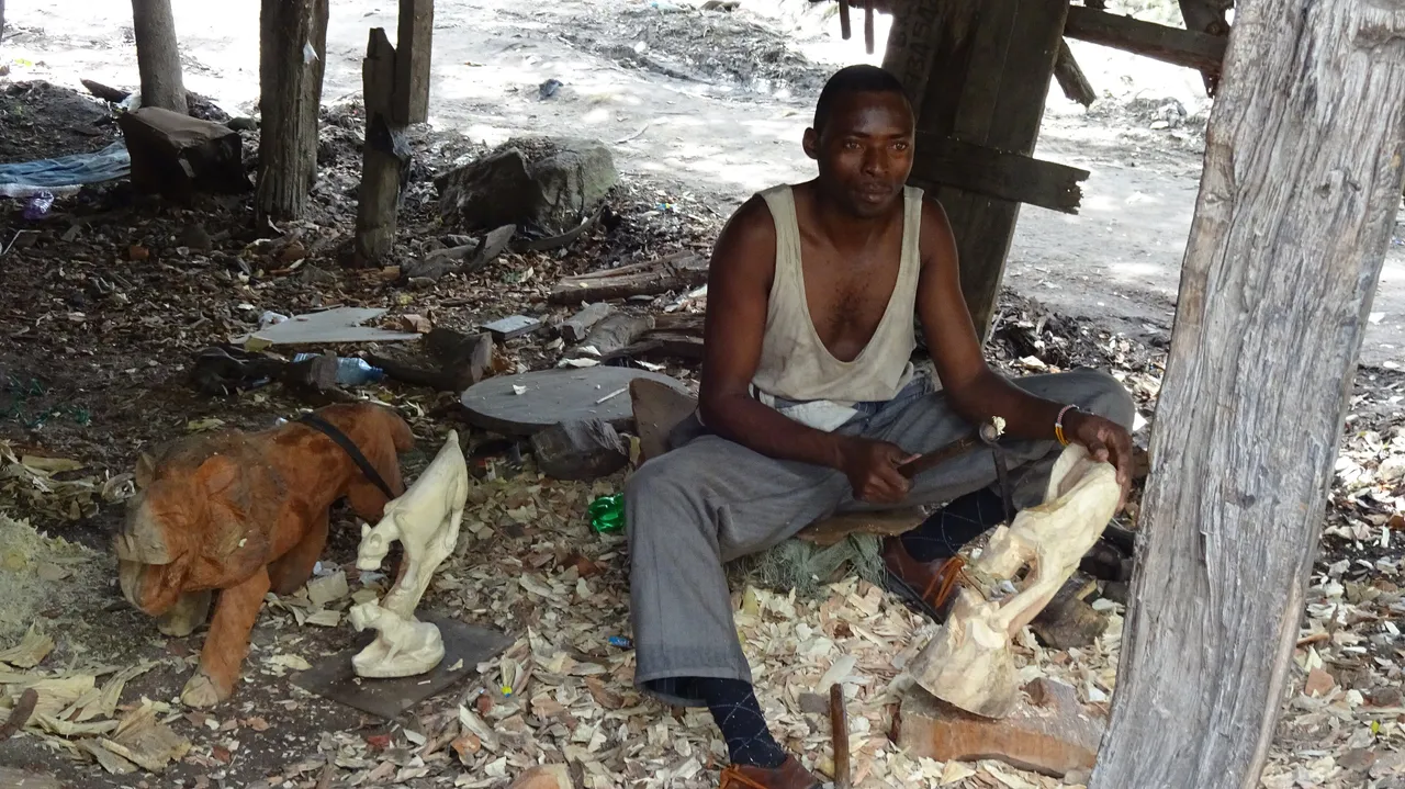 Hand-carved wooden figures from the Kenyan coast